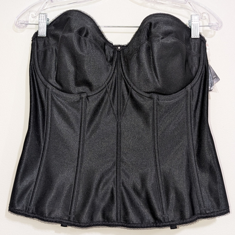 NWT Dominique Apparel Colette Satin Lace Corset Bridal Bra 38DD Black Bustier